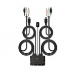 KVM Switch - LINDY 2 Prievadų HDMI 4K30, USB 2.0 Garso KVM Switch, Juodas