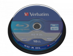 VERBATIM 10x BD-R Dual Layer 50GB 6X white blue surface hard coat Spindle