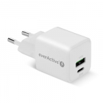 PHONE CHARGER GAN 1X US B, 1X USB-C 20W WHITE