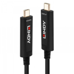 USB kabelis - LINDY &Scaron;viesolaidinis Hibridinis USB Type C Laidas, Garso / Vaizdo, 3840x2160, 60Hz, 15 m, Juodas