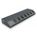 ICY BOX IB-HUB1701-C3 7-port hub with USB 3.0 Type-C and Type-A interface and BC 1.2 support