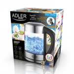 Adler | Kettle | AD 1247 | With electronic control | 1850 W | 1.7 L | Stainless steel/Glass | 360&deg; rotational base | Stainless steel/Transparent