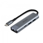 USB Hub - LINDY USB 3.2 Gen 2 Type C Hub, 3 Prievadai ir Gigabit Ethernet