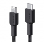 Cable CB-CL03 Black nylon Lightning-USB C | 2m | USB Power Delivery USB-PD | certificate MFi Apple