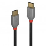 USB kabelis - LINDY Anthra Line USB 2.0 Type C Laidas M/M, 60W PD, 2 m, Juodas