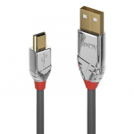 USB kabelis - LINDY Cromo Line USB 2.0 Type A į Mini-B Laidas, 3 m, Pilkas