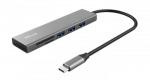 Trust Halyx Fast USB-C Hub and Card reader Compact, aluminium 3-port USB hub with (micro) SD card reader and USB-C connection