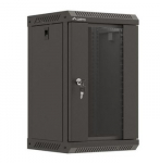 LANBERG cabinet 10 inch wall-mount 9U 300x300 glass door black flat pack