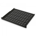 Digitus | 1U Fixed Shelf for Racks | DN-19 TRAY-1-400-SW | Black | The shelves for fixed mounting can be installed easy on the two front 483 mm (19&ldquo;) profile rails of your 483 mm (19&ldquo;) network- or server cabinet. Due to their stable, perforated steel ...