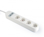 GEMBIRD Smart power strip with USB charger 4 sockets white