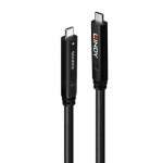 USB kabelis - LINDY USB 3.2 5Gbps ir DP 1.4 Type C Hibridinis Kabelis (2 juostos), 5Gbps, 4K30Hz, 60W, 8 m, Juodas
