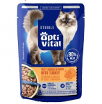 OPTIVITAL Sterile Tasty shreds in gravy with turkey - &scaron;lapias kačių maistas - 85g