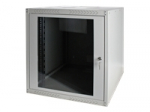 DIGITUS 19inch Wall Cabinet 12HE SoHoline RAL7035 grey without tray 638x600x450mm with glass door