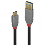 USB kabelis - LINDY Anthra Line USB 3.2 Type A į C Laidas M/M, 10Gbps, 1 m, Juodas