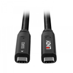 USB kabelis - LINDY USB 3.2 5Gbps ir DP 1.4 Type C Hibridinis Laidas, 4K30Hz Vaizdas, 60W, 10 m, Juodas