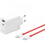 OnePlus SUPERVOOC Įkroviklio prievadai USB-A ir USB-C + USB-C kabelis 120 W Baltas