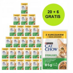 PURINA Cat Chow Sterilised with chicken and eggplant in sauce - &scaron;lapias kačių maistas - 26x85g (20 + 6 GRATIS)