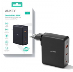 Maitinimo tinklo įkroviklis AUKEY PA-B7O Omnia II GaN 2xUSB-C 1xUSB-A PD 3.1 PPS 140W EU/US/UK