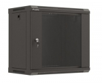 LANBERG rack cabinet wall-mount 19inch 9U/540x350 black flat pack with glass door