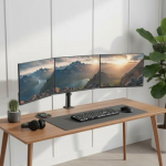 Maclean 3 monitorių laikiklis, dujinė spyruoklė, 17&ndash;27 coliai, 2&ndash;8 kg, juodas, MC-137