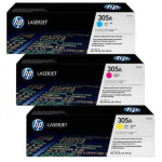 HP 305A original Toner cartridge CF370AM cyan magenta yellow standard capacity 2.600 pages 3-pack