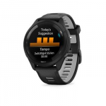 Garmin Forerunner 265 46mm juodas apvadas ir korpusas su pilk&scaron;vos spalvos silikoniniu dirželiu