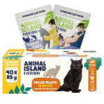 ANIMAL ISLAND Everyday Fillets in broth Turkey with tuna and Veal with rabbit Box- &scaron;lapias kačių maistas - 40x85g