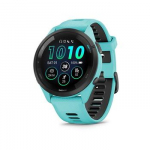 Garmin Forerunner 265 46mm juodas apvadas su &bdquo;Aqua&ldquo; (žalsvai mėlynos) spalvos korpusu ir &bdquo;Aqua&ldquo; (žalsvai mėlynos) arba juodos spalvos silikoniniu dirželiu