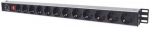 INTELLINET Power Strip 12-way vertical Rackmount German layout with Surge Protection 1.6m Power Cord