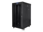 LANBERG FF01-6822-12BL free-standing rack 19inch self-assembly flat pack 22U/ 600x800mm black with glass door LCD