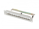 LANBERG patch panel blank 12 port 10/1U FTP for keystone modules grey