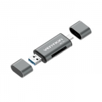 Vention CCHH0 kortelių skaitytuvas USB Type-A/USB Type-C/Micro-USB Pilka