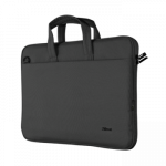 Trust Bologna Eco-friendly slim laptop bag made of recycled PET materials; for laptops up to 16 inches - Black