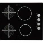 Įmontuojama mi&scaron;ri elektrinė ir dujinė kaitlentė Electrolux EGE6172NOK, 2 elektrinės kaitvietės, 2 dujiniai degikliai, keraminio stiklo, mechaninis valdymas, 4600W+3000W maksimalus galingumas, 60 cm pločio, Juoda.