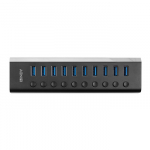 USB Hub - LINDY 10 Prievadų USB 3.0 Hub su Maitinimo Jungikliais, 5 Gbps, Aliuminio Lydinys