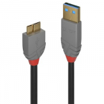 USB kabelis - LINDY Anthra Line USB 3.2 Tipo A į Micro-B Laidas, M/M, 5Gbps, 0.5 m, Juodas
