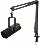 FIFINE AmpliGame AM8T Black laidinis mikrofonas su stovu ir RGB ap&scaron;vietimu | USB/XLR