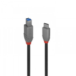 USB kabelis - LINDY Anthra Line USB 3.2 Type C į B Laidas, M/M, 5Gbps, 4.5W, 1 m, Juodas
