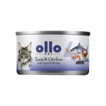 OLLO Cat nr 4 Tuna and Chicken with squid and shrimp in broth - &scaron;lapias kačių maistas - 70g