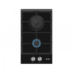 Simfer | Hob | H3.201.TGRSP | Gas on glass | Number of burners/cooking zones 2 | Rotary knobs | Black