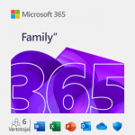 Microsoft 365 Family (Word, Excel, PowerPoint, OneNote, Outlook, Publisher, Access, Copilot) ir jo papildomo internetinio serviso, skirta nekomercinei veiklai, 1 metų naudojimo prenumerata 5 įrenginiams, elektroninis produkto raktas pakuotėje EU rinkai