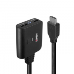 HDMI Skirstytuvas - LINDY 2 Prievadų HDMI Skirstytuvas, 4K60, 18Gbps, Atstatymo Mygtukas, Juodas