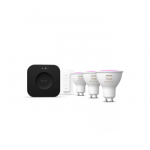 Philips Hue Starter set: 3 GU10 bulbs, dimmer switch, Hue Bridge Pro | GU10 | Zigbee, Wi-Fi, Bluetooth
