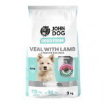 JOHN DOG Junior Good Form Veal with lamb - sausas maistas &scaron;unims - 3kg