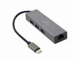 GEMBIRD A-CMU3-LAN-01 USB-C Gigabit network adapter with 3-port USB 3.1 hub