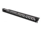 DIGITUS Modular patch panel shielded 24 port blank 1U rack mount color black transparent logo fields