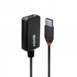 USB Prailginimo Laidas - LINDY USB 3.0 Aktyvus Prailginimo Laidas Type M/F, 5 m, Juodas