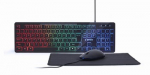 Gembird 3-in-1 Backlight Desktop Set KBS-UML-01 Keyboard, Mouse and Pad Set, Wired, Mouse included, US, Black