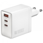 Charger Pocket 100W GaN 2xUSB-C + USB-A white