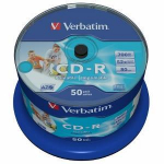 VERBATIM inkjet printable CD-R 80 min. / 700MB 52x 50-pack spindle white fullsize surface